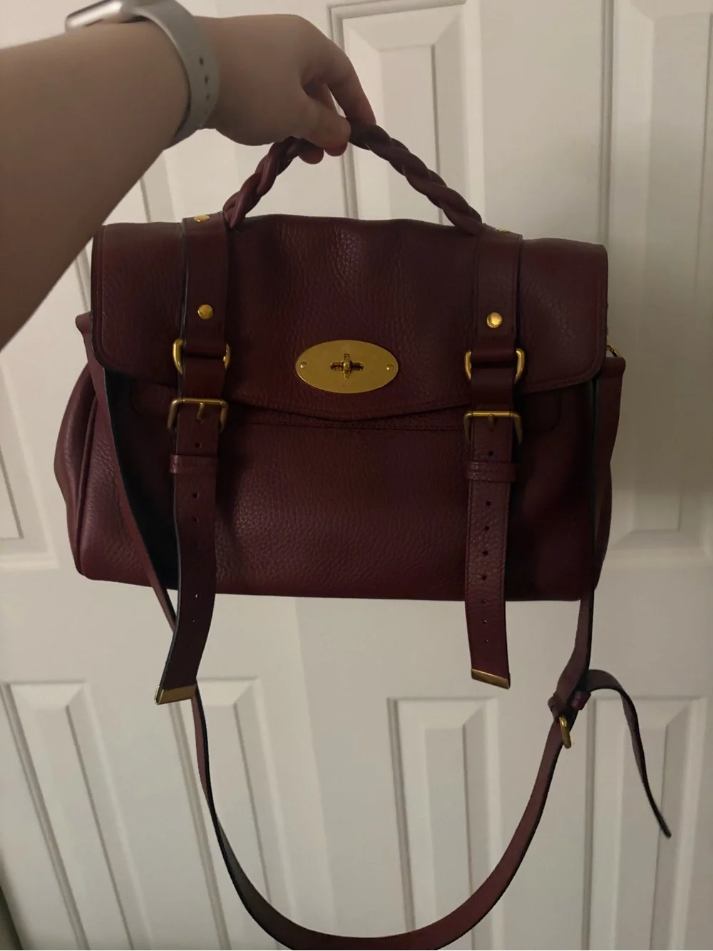 Mulberry Alexa Crimson Leather Satchel with Gold Hardware